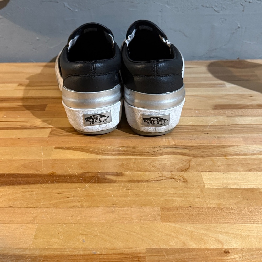 VANS stacked black leather slip ons. Excellent condition. Womens 9.5US - Picture 5 of 8